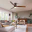 Ventilateur de plafond encastré 52 pouces avec lumière DEL et pales en bois massif télécommandées