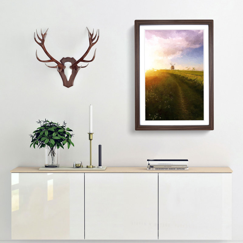 Windmill upon a Hill in Warwickshire in Abstract - Framed Print, Walnut, 91cm H x 60cm W x 2cm D