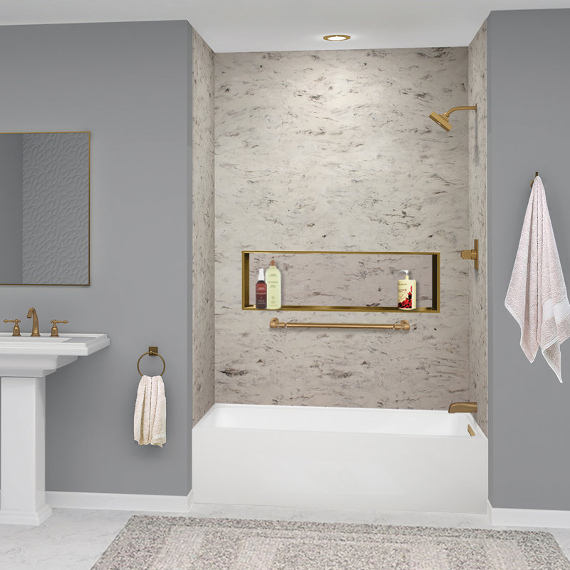 Transolid Unity AFR 60-in x 30-in x 22-in Alcove Acrylic Bathtub Kit, White, Right, Bronze