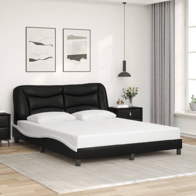 Structure de lit vidaXL sans matelas Hvar noir et blanc 152 x 203 cm