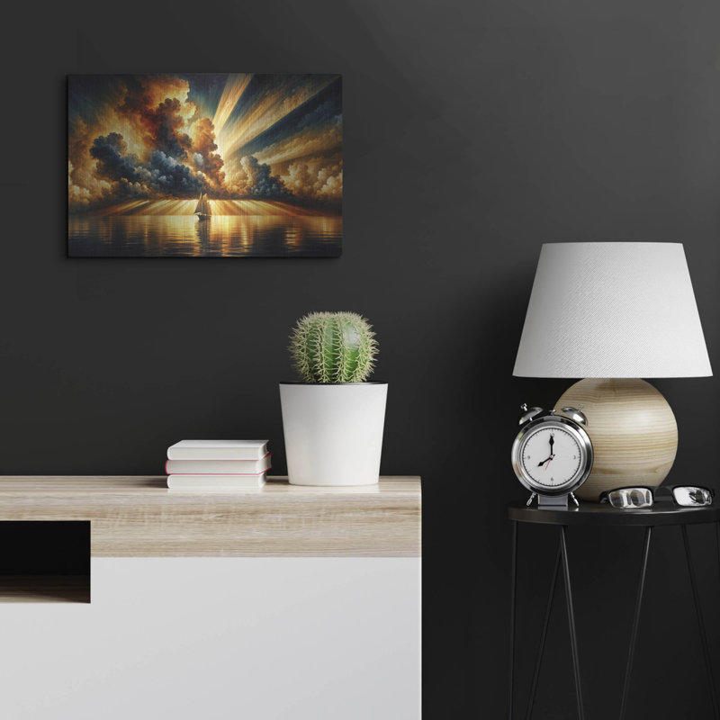  «Tall Ship Under Dramatic Sky» par Rey Klimt, art mural en métal, 24 po x 16 po, H 16 po x l 24 po
