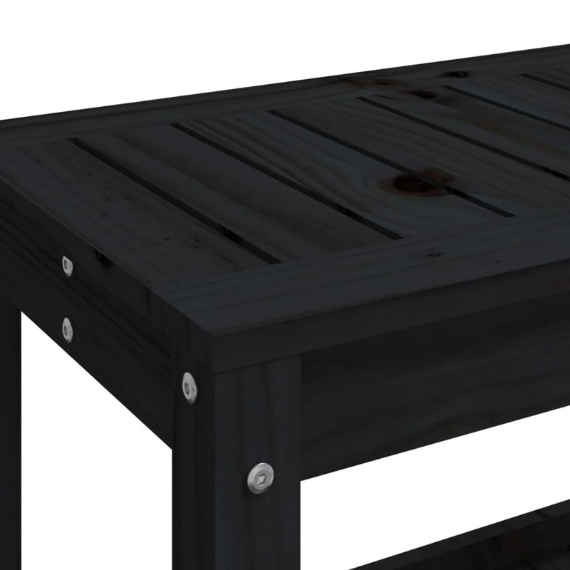 Alzugaray Solid Wood Outdoor Bench, Black, 45cm H x 82.5cm W x 35cm D