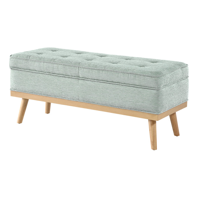 Boyu Polyester Blend Upholstered Storage Bench, Aqua Boucle