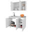 Ensemble d'armoires de cuisine Elica avec rangement supérieur et inférieur, 4 portes et tablettes ouvertes
