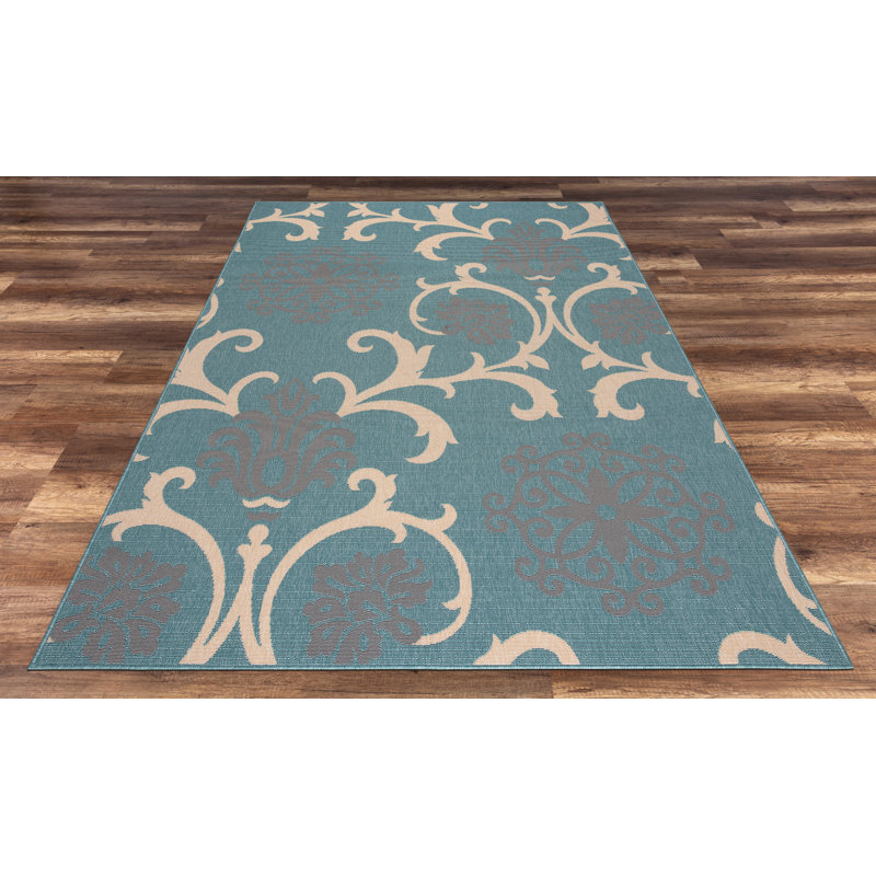 Tapis intérieur / extérieur bleu Wendel, Rectangle 5 pi 3 po x 7 pi 7 po