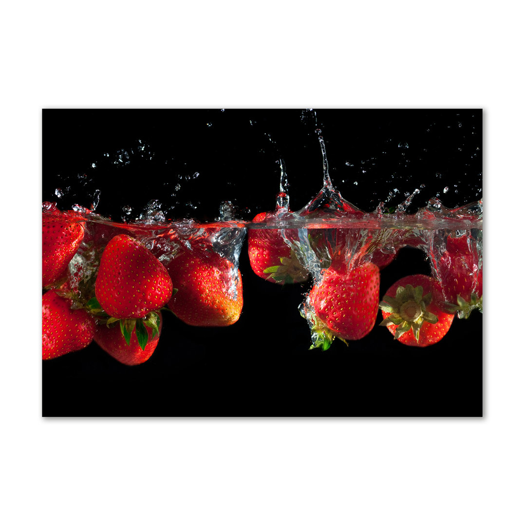 Strawberries Under Water - No Frame Print on Glass