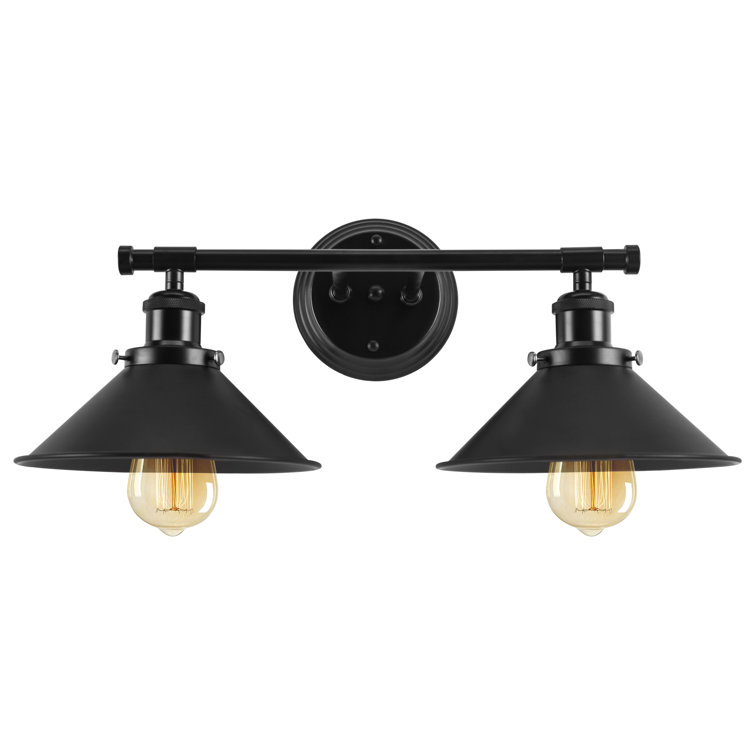 2-Light Dimmable Matte Black Vanity Light