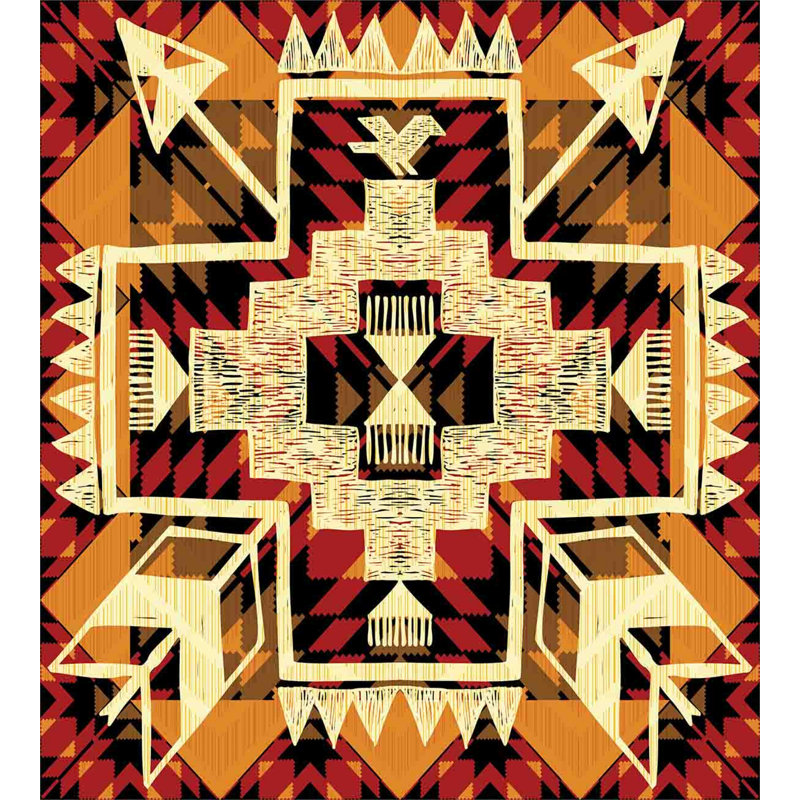 Rustic Geometric Shapes Duvet Cover, Queen Duvet Cover + 2 Shams