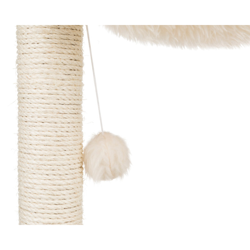 Cream Sisal Cat Tree with Plush Hammock and Toy