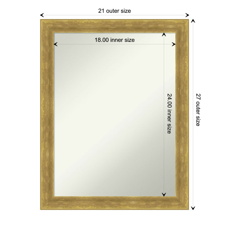 Earmon Solid Wood Frame Rectangle Mirror, Gold