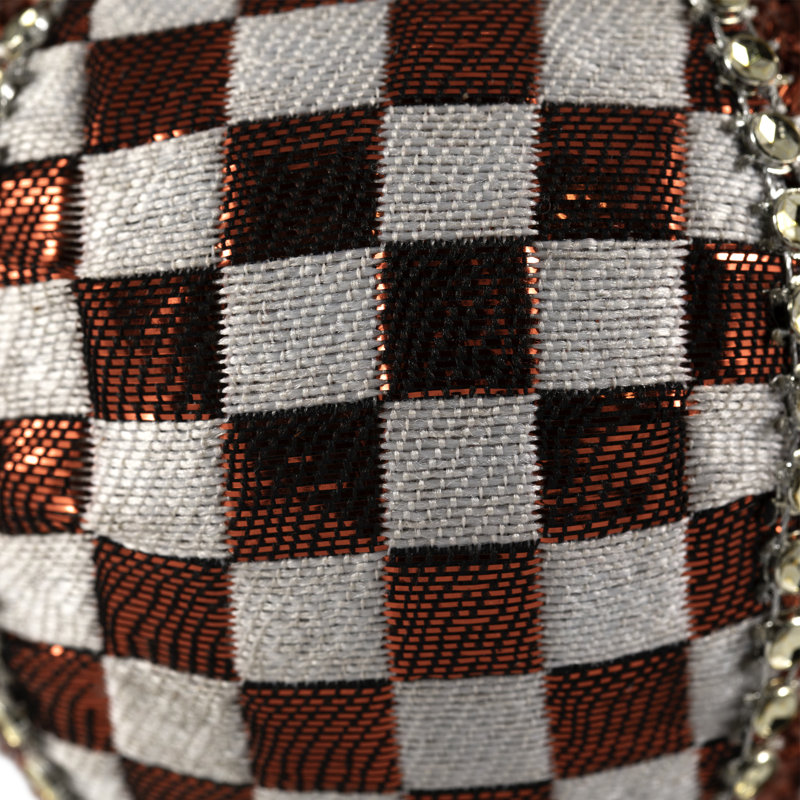 Sequined And Checkered Teardrop Christmas Ornaments - 4.75" - Red - Set Of 2