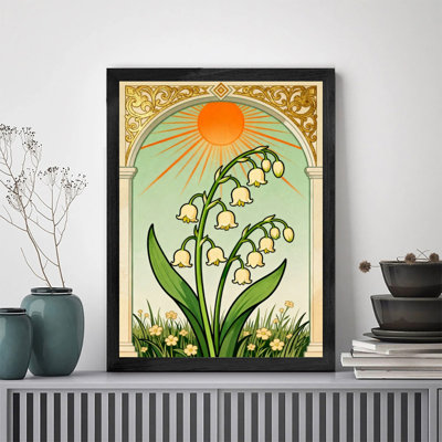 Art mural encadré noir floral et céleste - Boho fantaisiste, décorations rétro