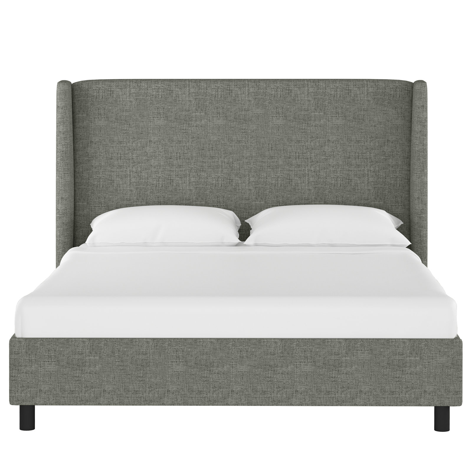 Tilly Linen Upholstered Wingback Bed, Queen, Zuma Charcoal Textured Linen