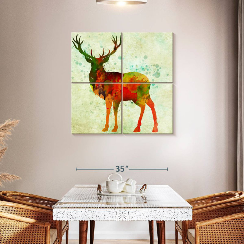 Cerf abstrait, H 38 po x l 38 po