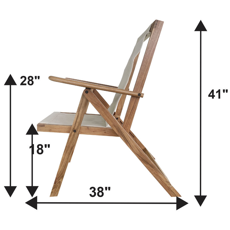 Natural Acacia Wood and Canvas Folding Arm Chair