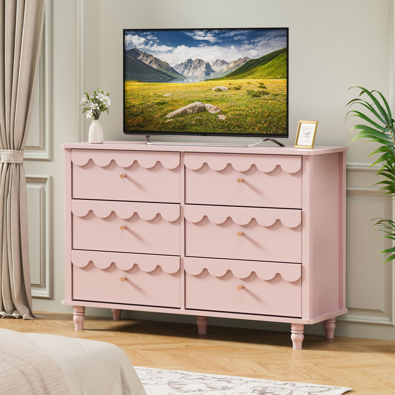 Commode lacée 6 tiroirs Dorlan, Rose