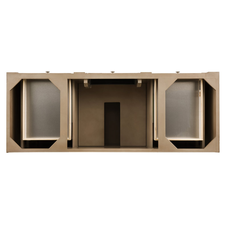 Bristol 60'' W Single Vanity, Whitewashed Walnut, White Zeus, 8" Widespread