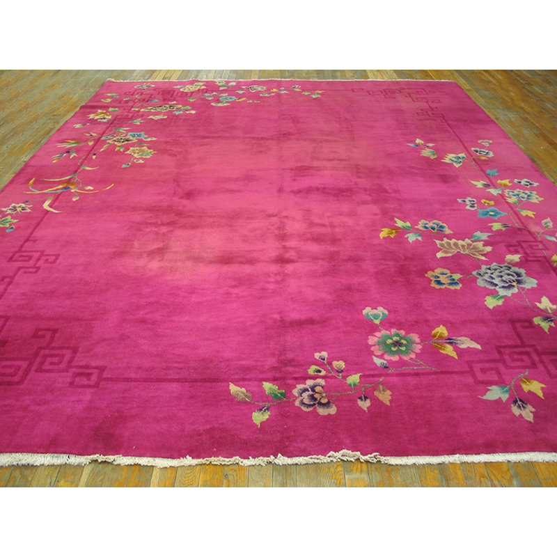 Hand Knotted Wool Area Rug in Pink