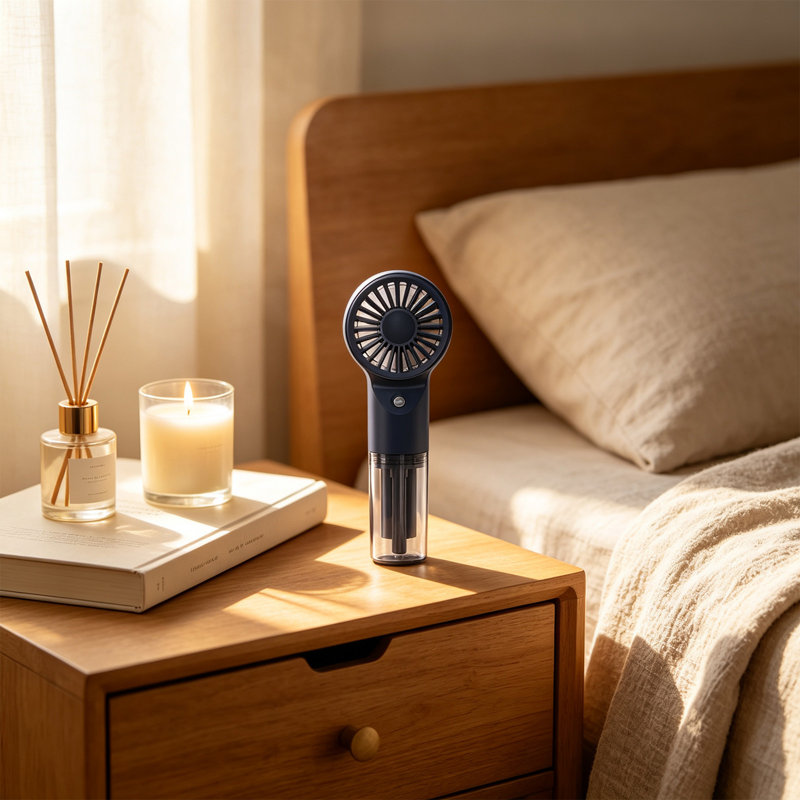 Sécheuse pliable, vaporisateur de remplissage d'eau, petit ventilateur portatif, Bleu très foncé