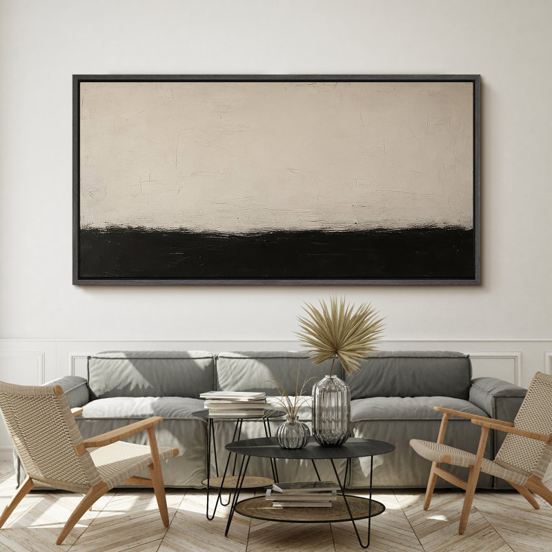 Grande impression sur toile encadrée, impression de paysage abstrait pour la décoration intérieure moderne, Noir