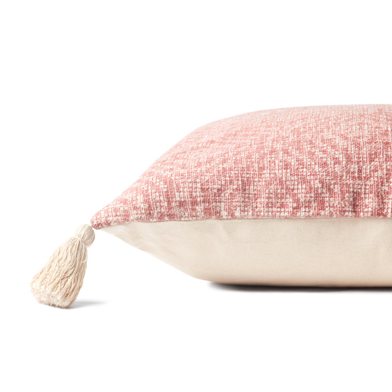 Tassels Cotton Throw Pillow, Polyester/Polyfill, Pink