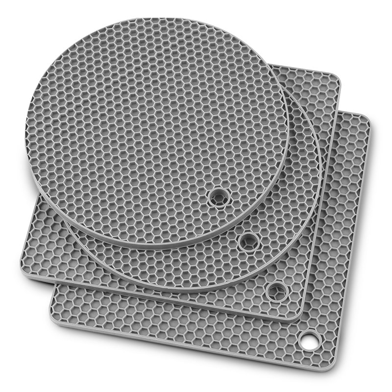  Ensemble de 4 tapis en silicone antidérapants résistants à la chaleur, Gris