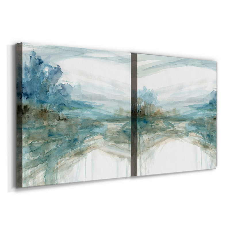 Shimmering Treeline I - ensemble de 2 reproductions d'art sur toile tendue, H 10 po x l 10 po x P 1 po