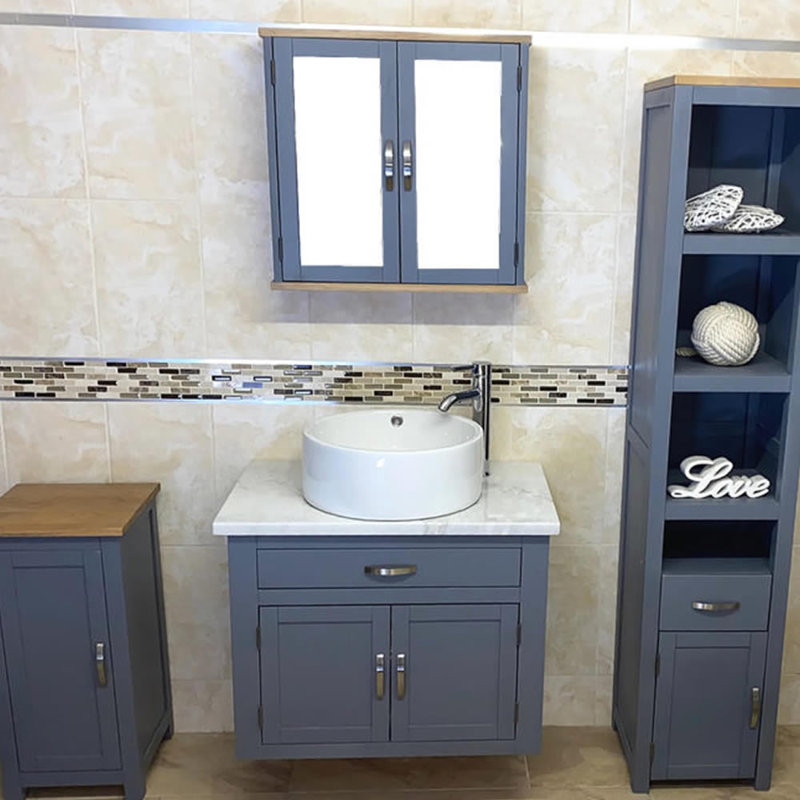 Bridlington 750mm Single Bathroom Vanity with Vessel Ceramic Basin, White Marble