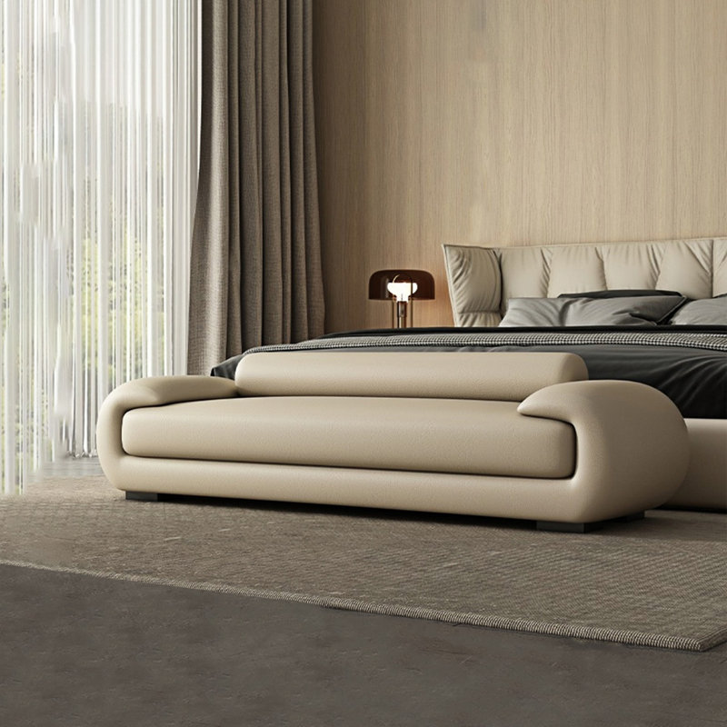 Classic Fashion Bed Stool Upholstered Bench, Off White, 25.59" H x 70.86" W x 19.68" D