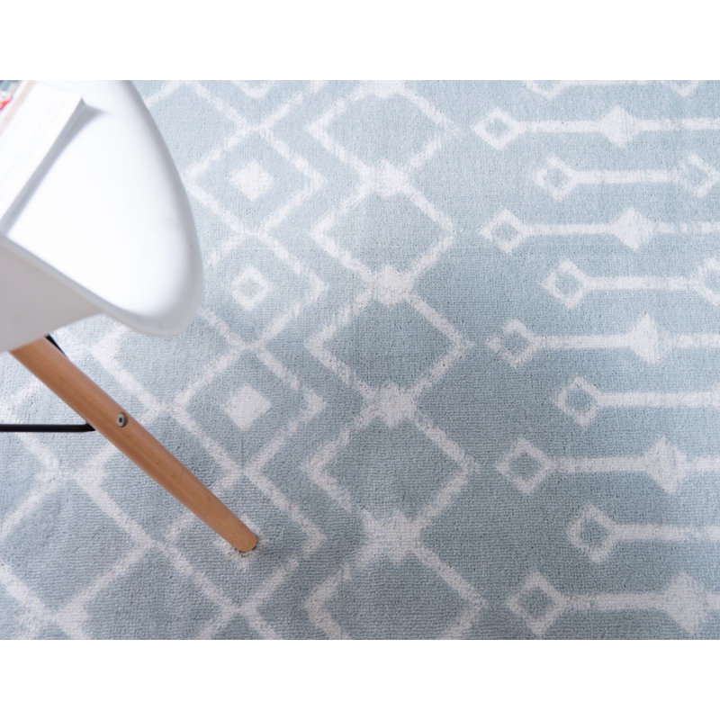 Tapis contemporain Aemtenan couleur ciel, Tapis de couloir 2 pi 6 po x 8 pi 2 po
