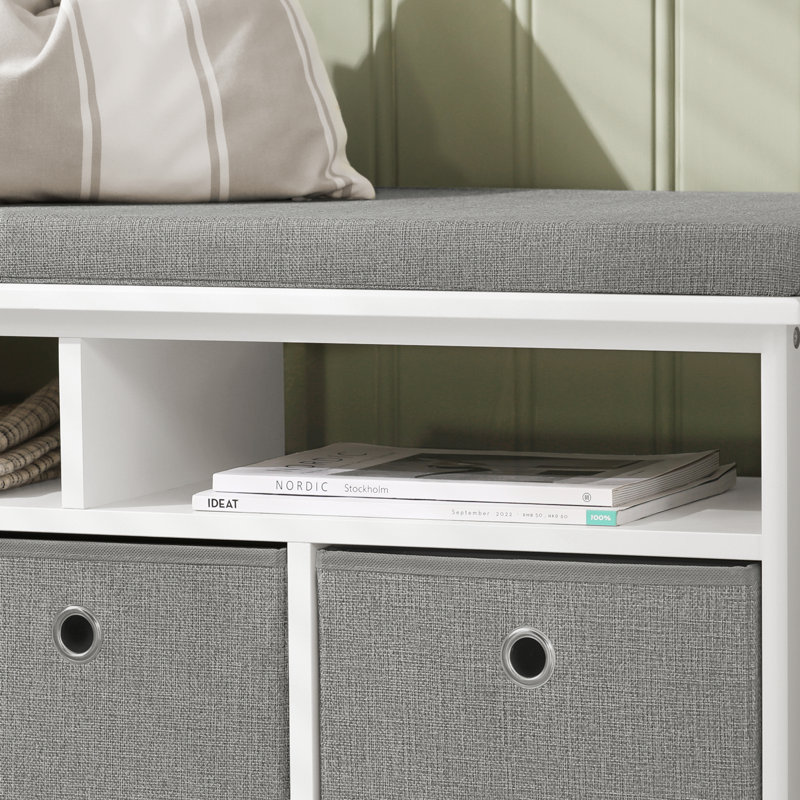 Carvalho Polyester Upholstered Storage Bench, White