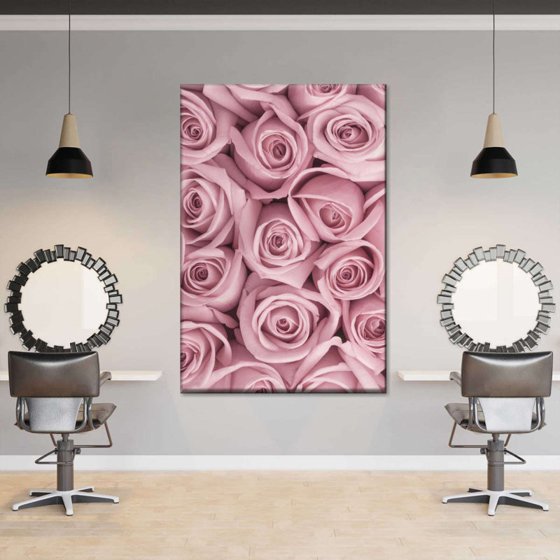 Bouquet de roses roses - impression sur toile tendue, H 30 po x l 20 po x P 1,25 po