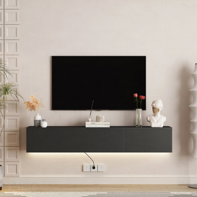 Floating TV Stand For Tvs Up To 69" Wall Mounted With 16 Color Leds,69" Modern TV Stand, Floating TV Cabinet Entertainment Center For 55 60 65 Inch TV