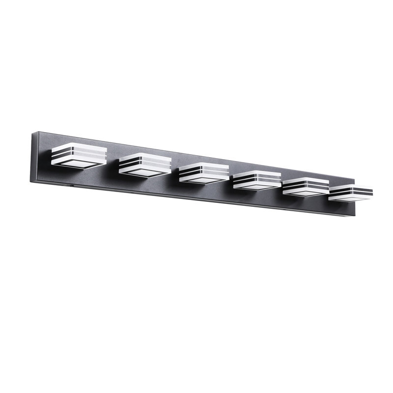 Meuble-lavabo élégant à 6 lumières, fer et acrylique, à intensité variable, 36 W, 100 - 120 V, lourd 8,9 lb, écoénergétique à intensité variable noire, poids de 7,73 lb,