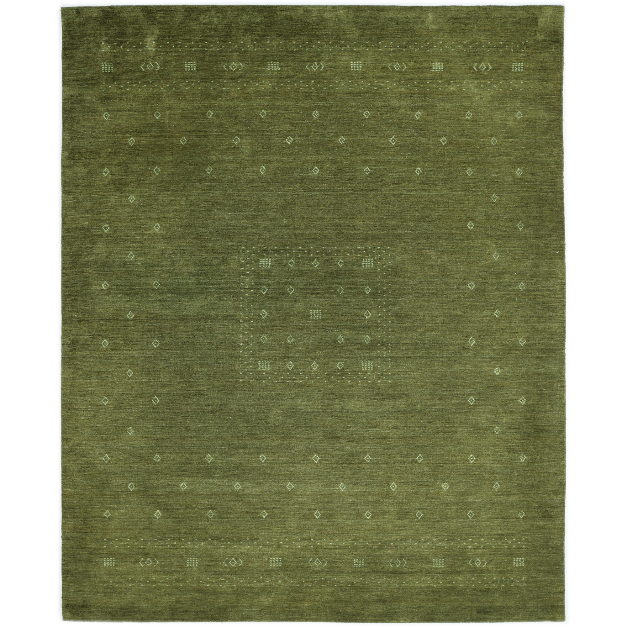 Simi Hand Knotted Cotton/Wool Southwestern Area Rug, Rectangle 5' x 8', Forest Green