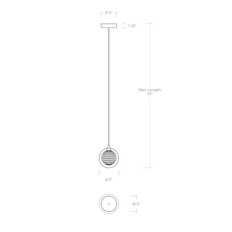 Luminaire suspendu sphère 1 lumière Reflection Breeze, Nickel, Gris