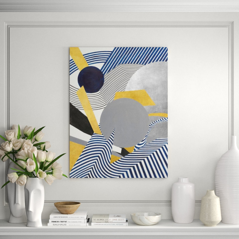 Planetoid I Print by Janice Sadler, 40" H x 30" W x 1.5" D, Gild Gold & Silver