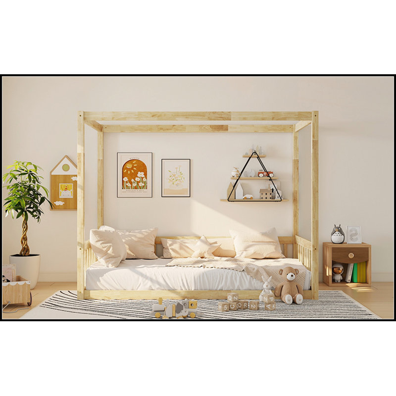Lit simple à baldaquin avec clôture et garde-corps pour un sommeil sécuritaire et imaginatif