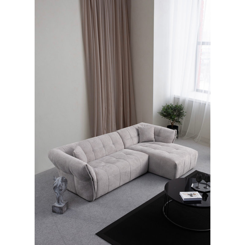 Canapé d’angle, Mélange de polyester gris, H 29,5 po x l 114,2 po x P 41,3 po