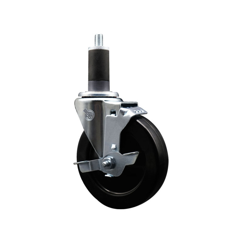 Roulettes extensibles en caoutchouc dur pivotant de 1-1 / 4 po avec frein SCC