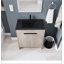 Meuble-lavabo autoportant avec lavabo en céramique noire et 2 portes d'armoire à fermeture en douceur-1310560782