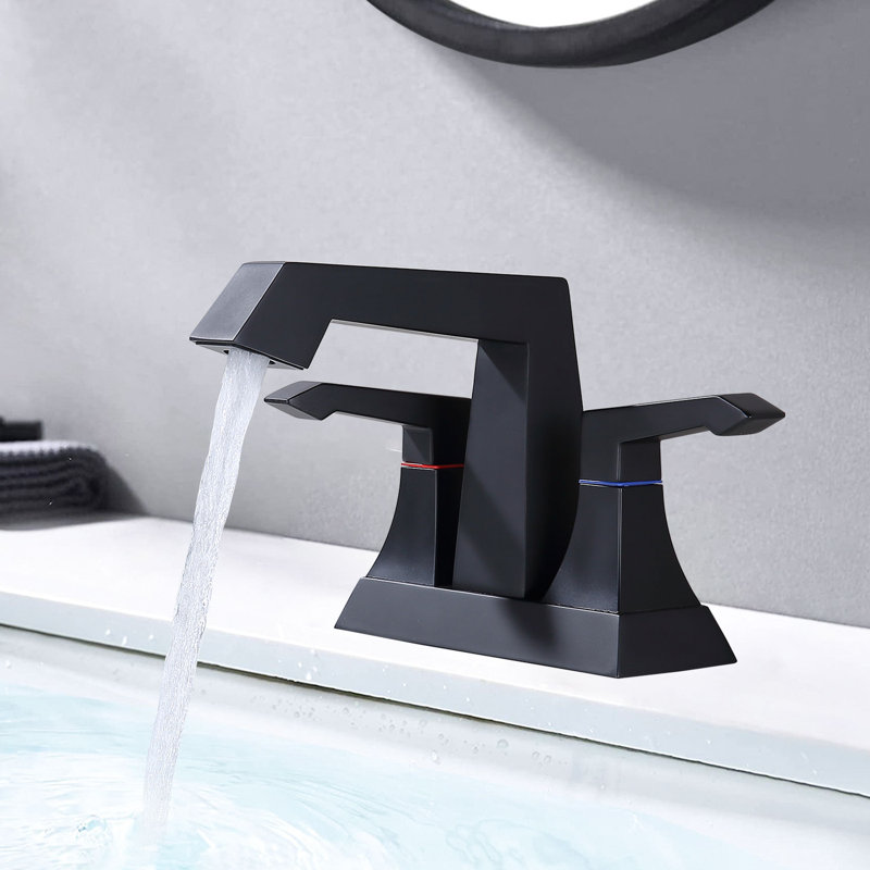 Centerset 2-handle Bathroom Faucet with Drain Assembly, Matte Black