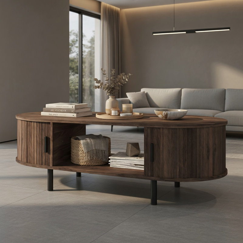Table basse ovale avec rangement Hommoo