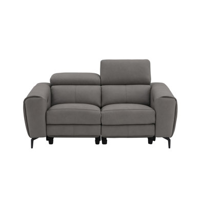 Canapé inclinable en cuir véritable avec accoudoirs carrés