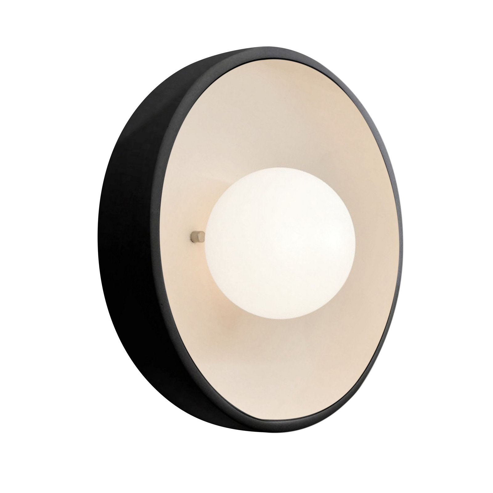 Single Light Ceramic Flush Mount Sconce, Gloss Black/Matte White