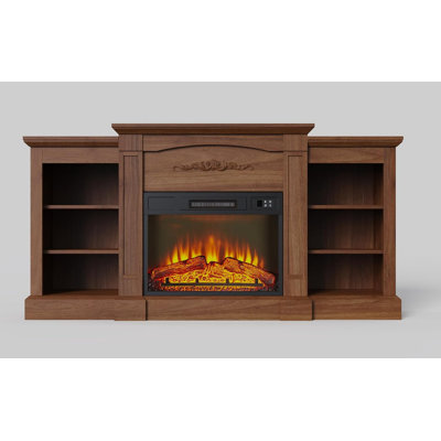 67" Electric Fireplace TV Stand with Mantel & Cabinets, Fits TVs Up to 67", 18" Fireplace Insert with Remote, Media Console Entertainment Center for Living Room/Bedroom, Gray