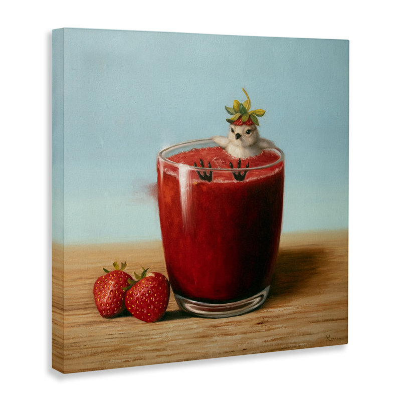 «Bird in Strawberry Drink» par Lucia Heffernan, H 36 po x l 36 po