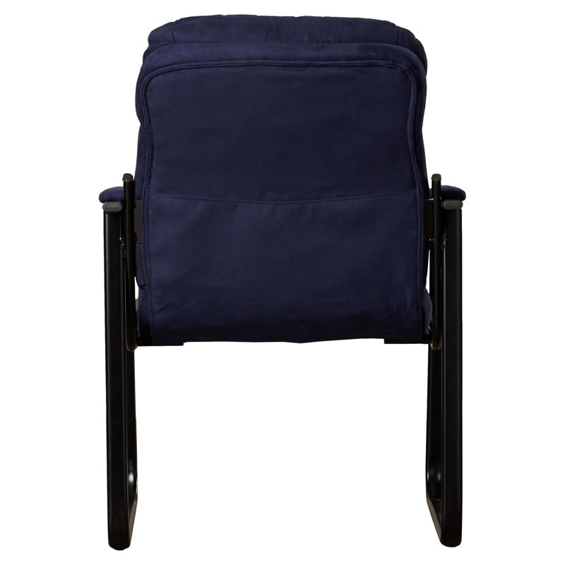 ErgoComfort Navy Microfiber Executive Side Chair with Metal Sled Base