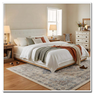 Modern  Solid Rubber Wood Platform Bed