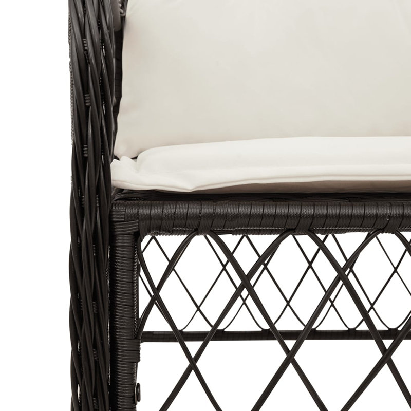 Lark Manor Patio Chairs With Cushions 2 Pcs Poly Rattan, White, Black